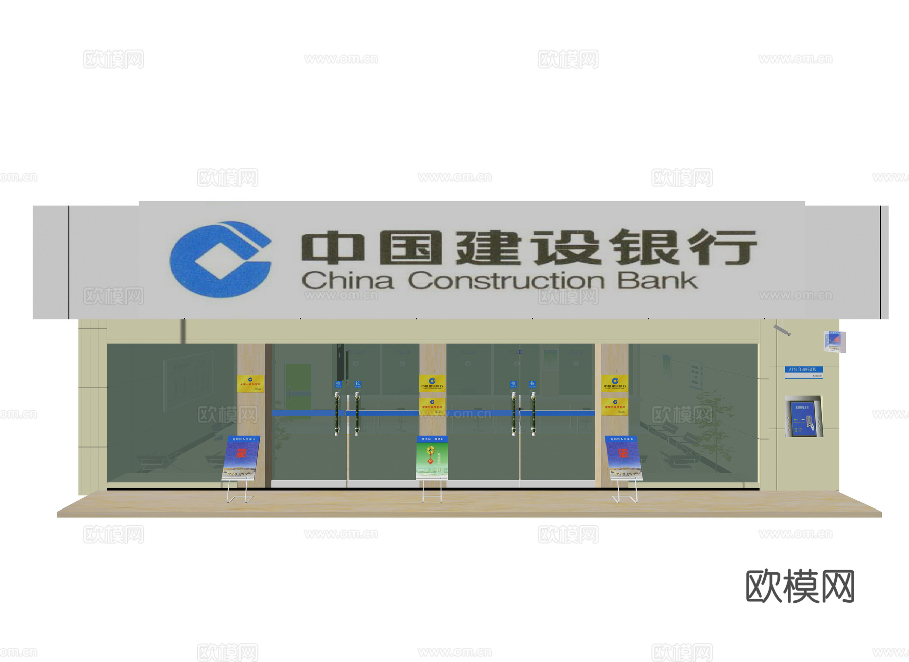 现代银行大堂su模型下载