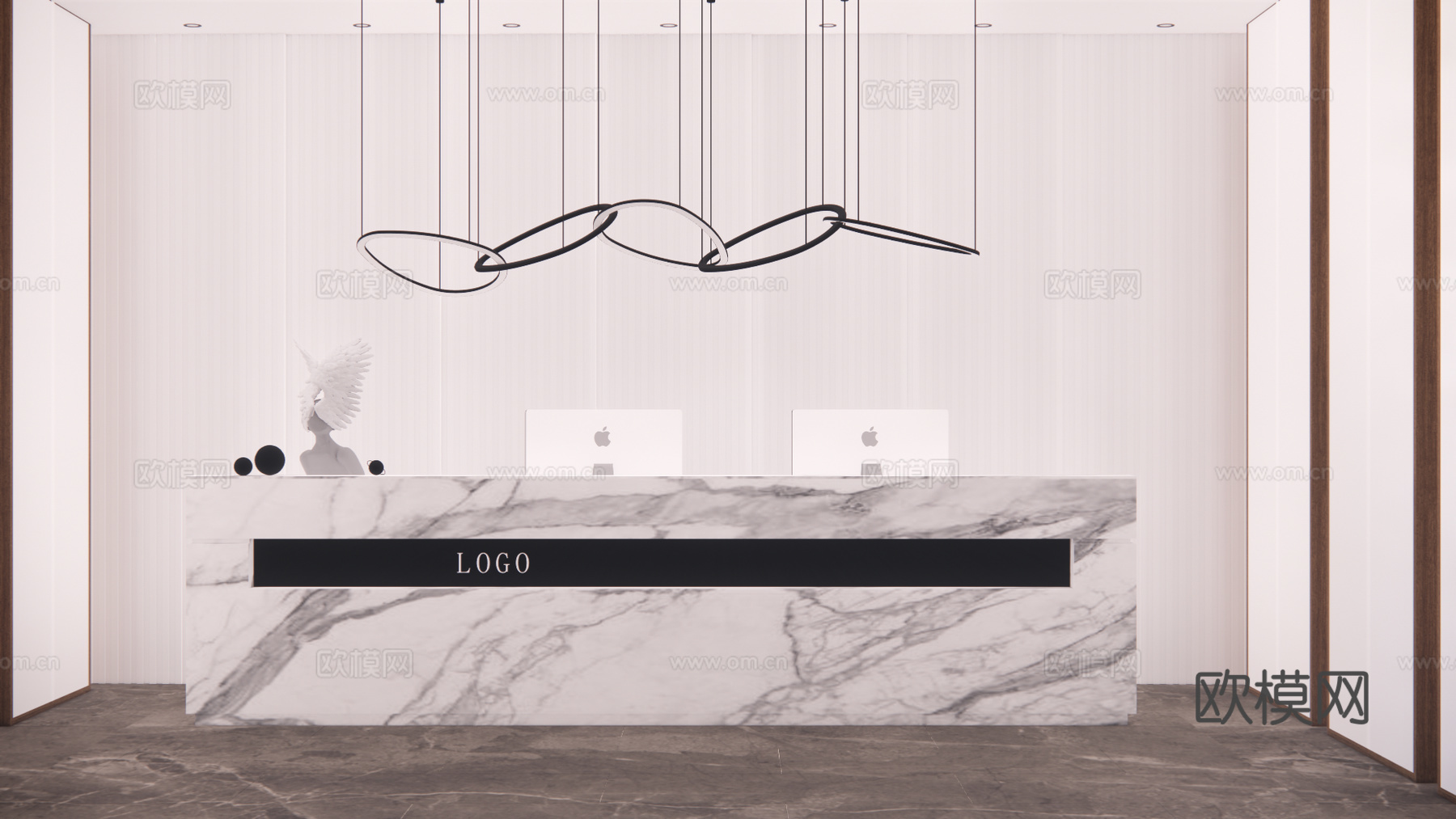 现代公司前台su模型下载下载（渲染图1）