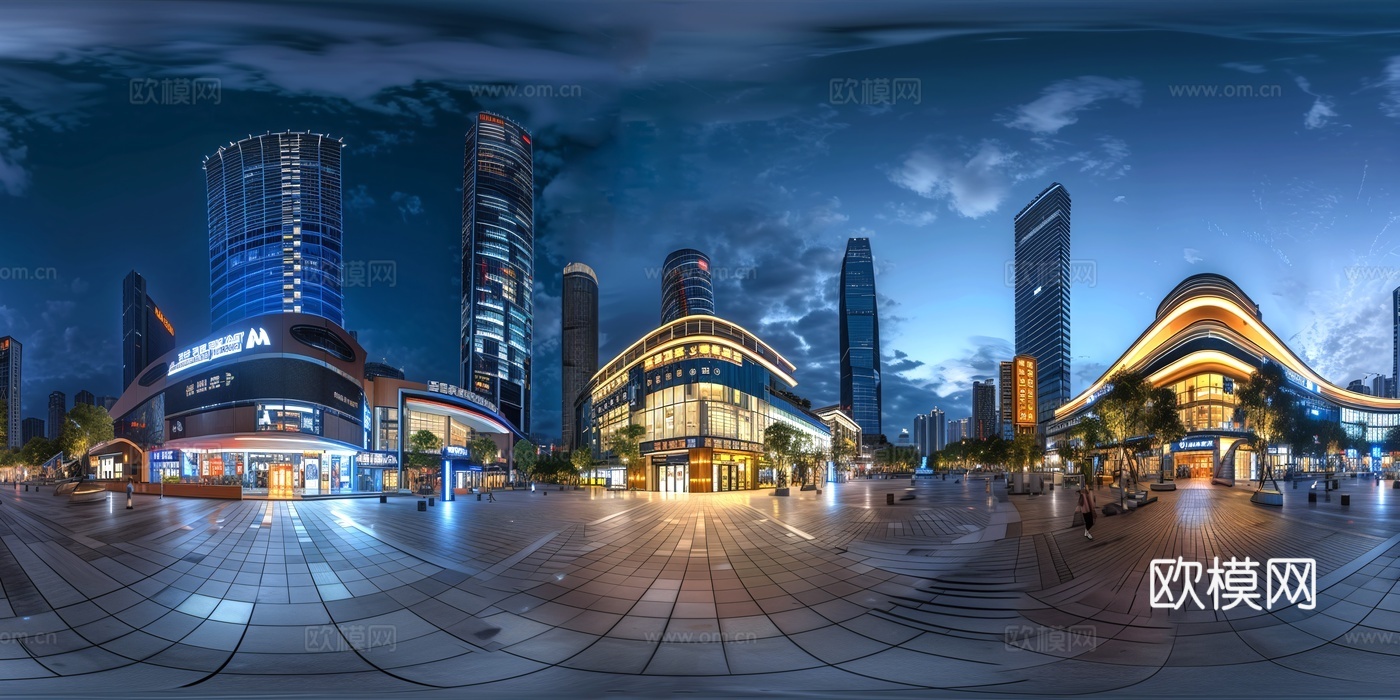现代城市_城市商业街街景夜