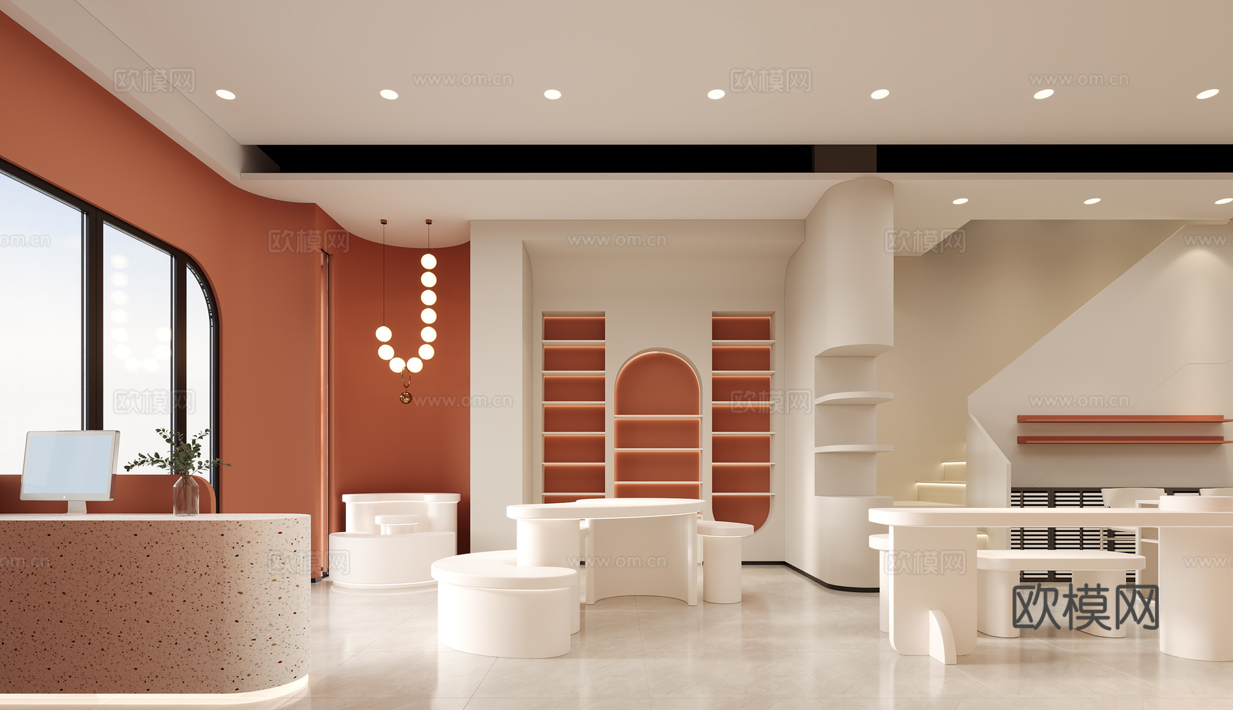 现代奶油风 美甲美睫化妆品店3d模型
