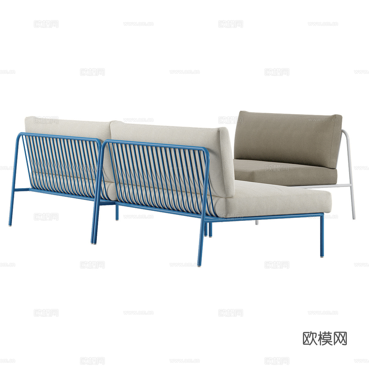 现代极简布艺休闲沙发3d模型