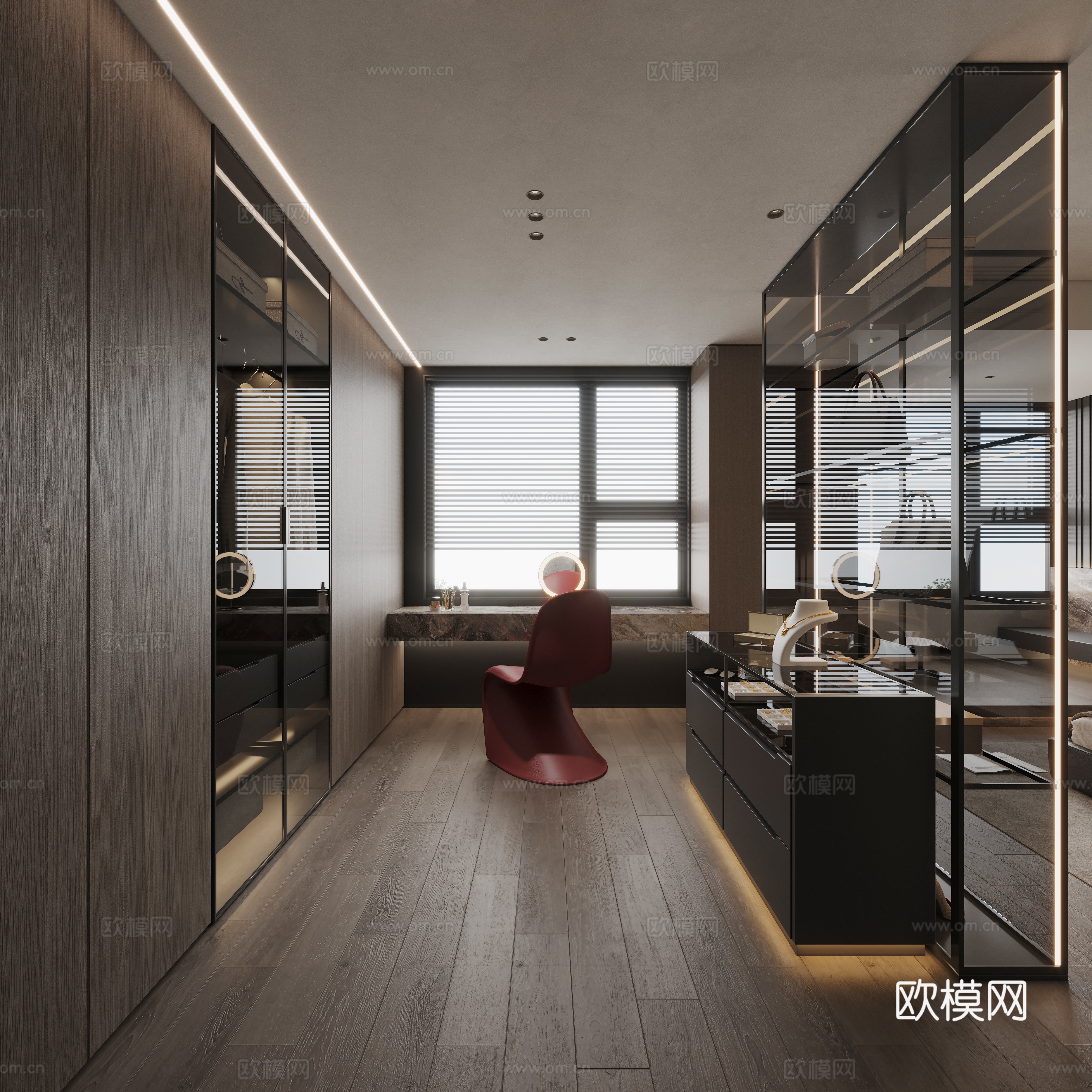 现代意式衣帽间3d模型