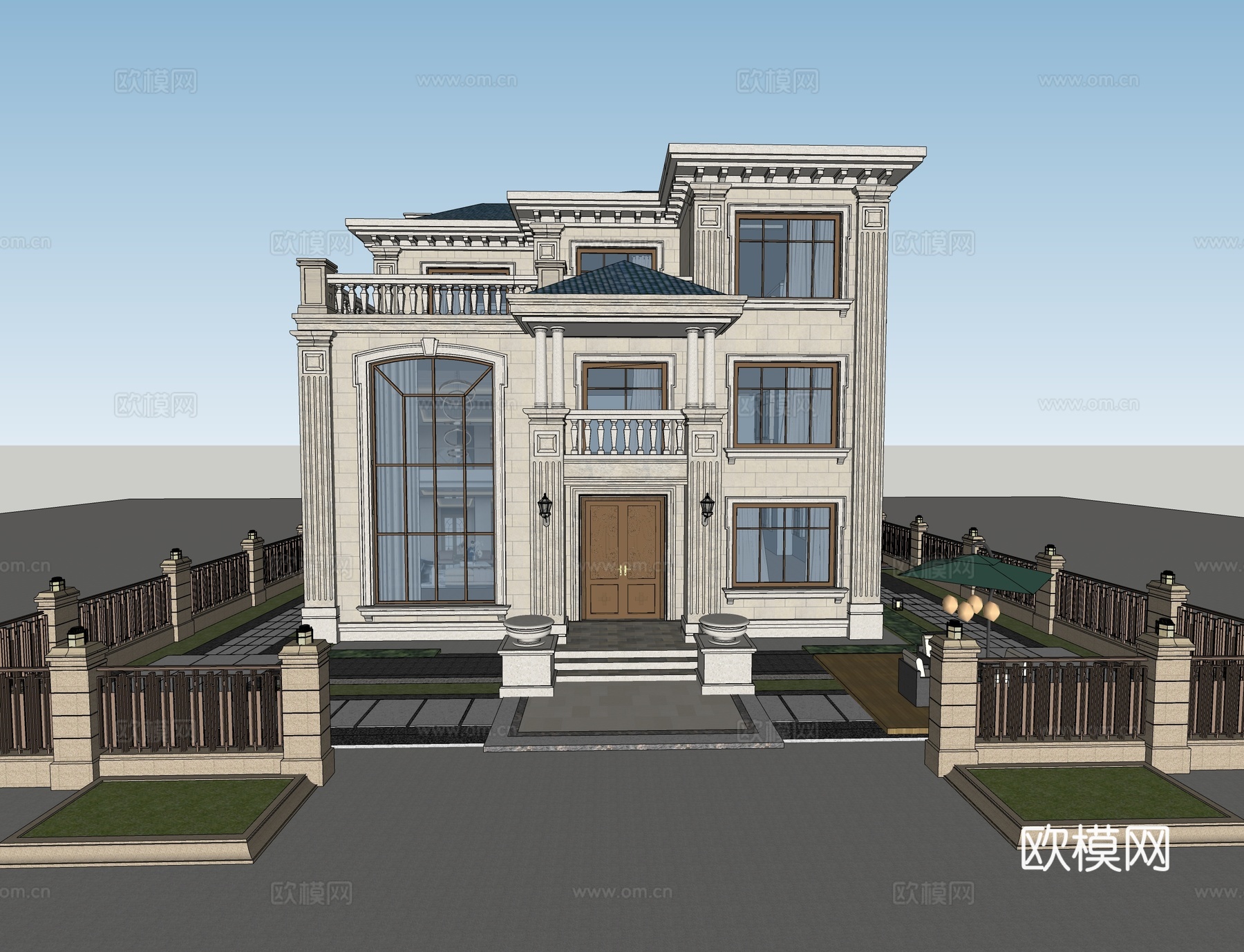 欧式独栋别墅  自建房su模型