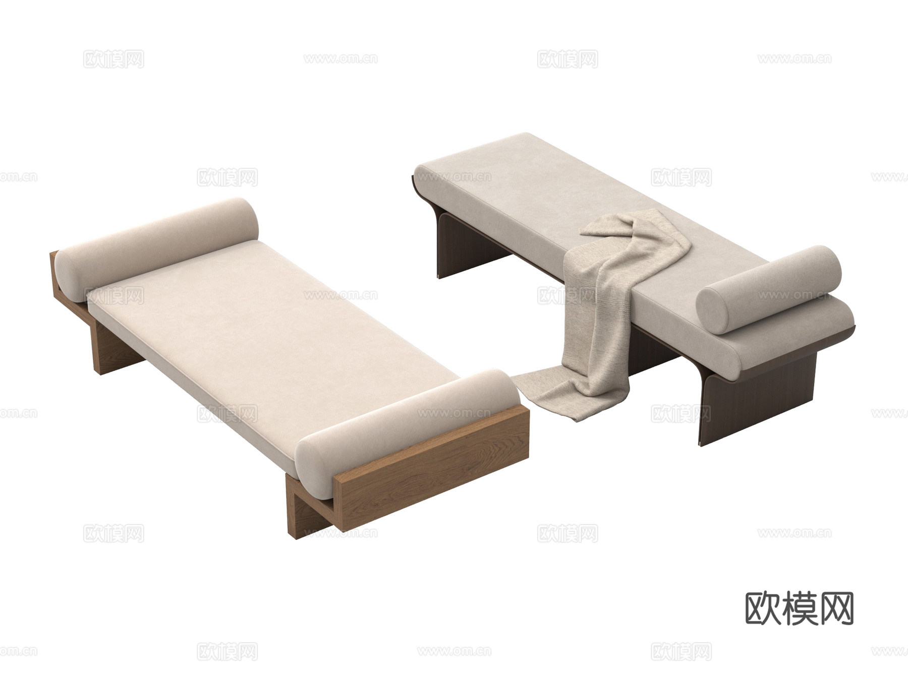 现代极简床尾凳 沙发凳 长凳 换鞋凳3d模型