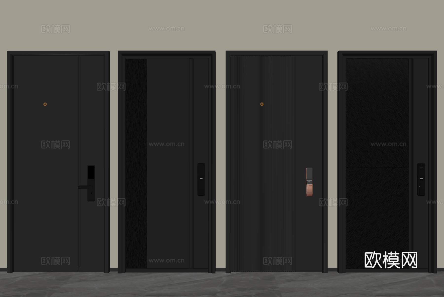 现代入户门 防盗门 单开门 指纹锁门 密码锁门su模型