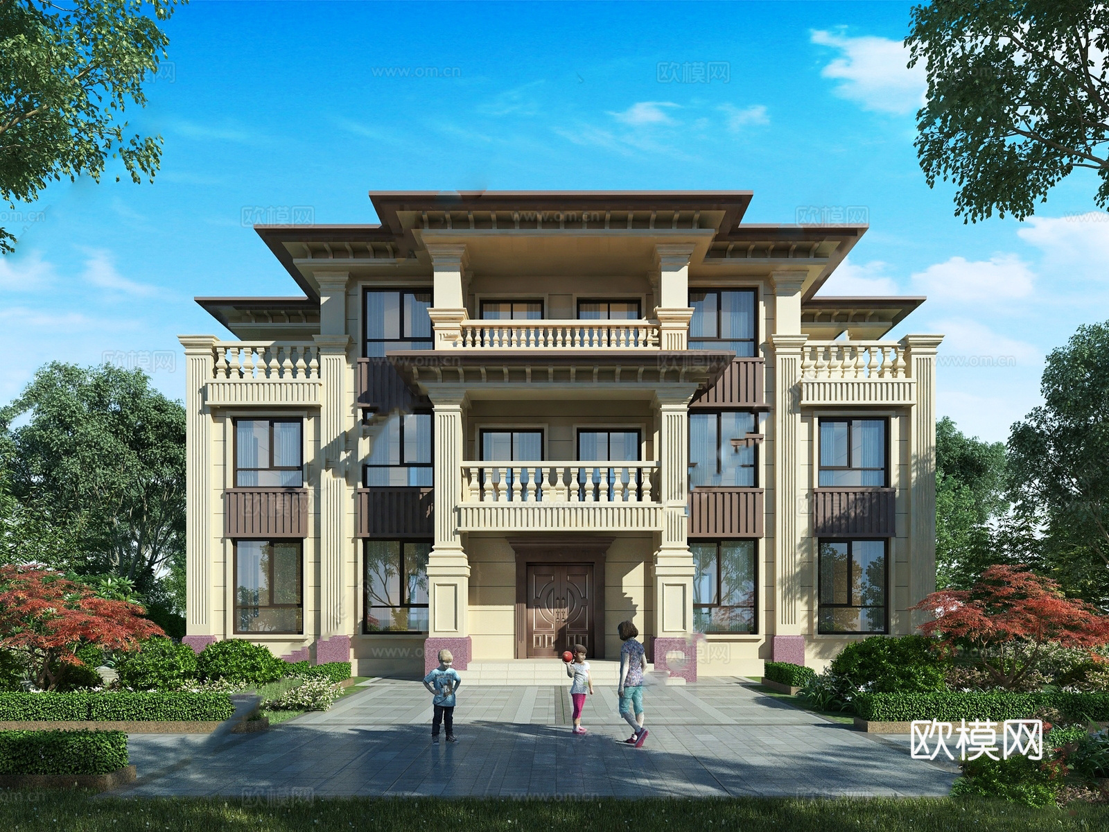 欧式独栋别墅  自建房su模型