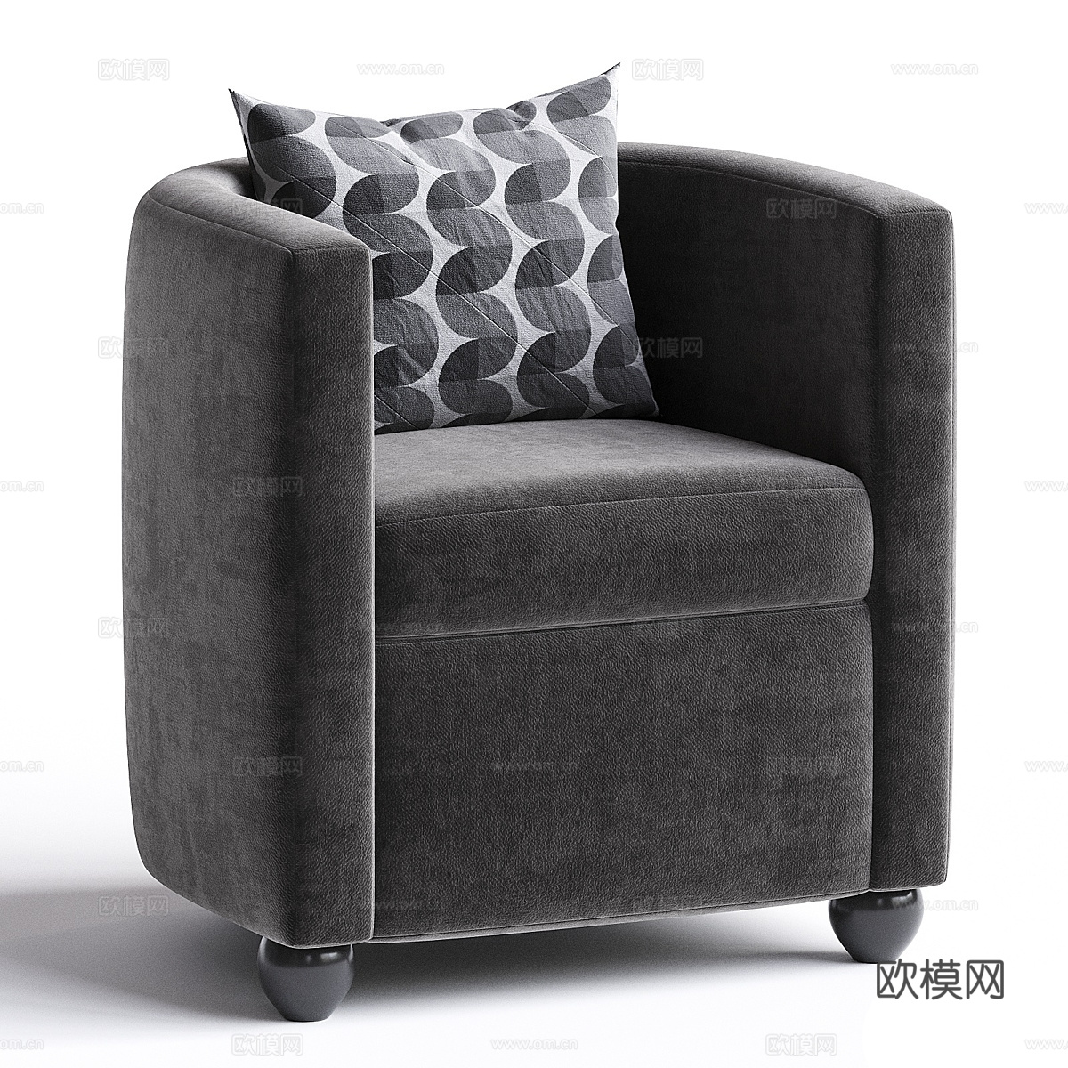 美式简约布艺扶手椅3d模型