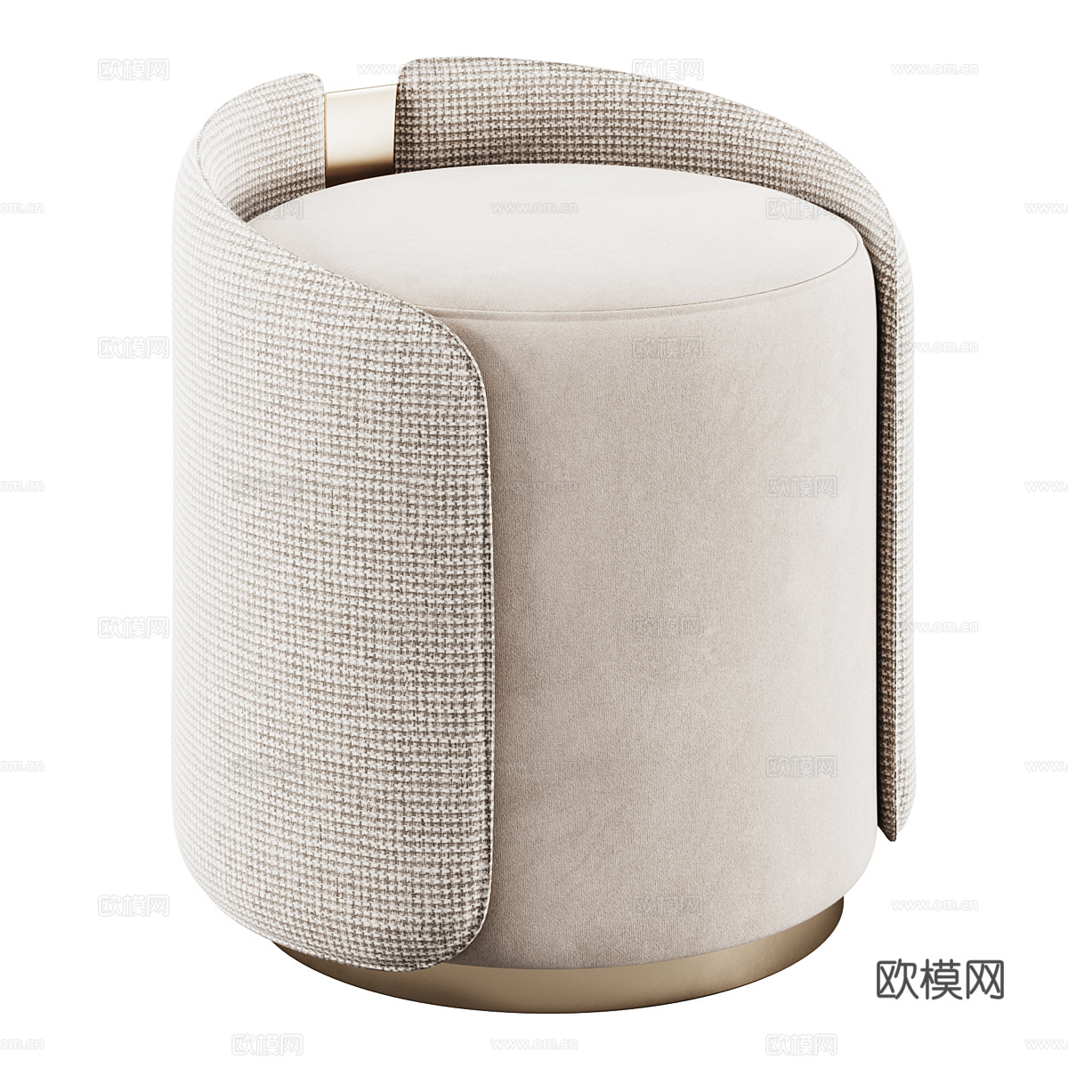 新中式布艺皮革凳子3d模型