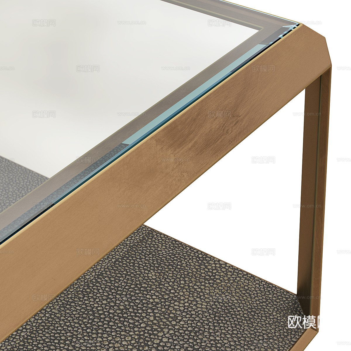 现代意式轻奢金属玻璃茶几组合3d模型