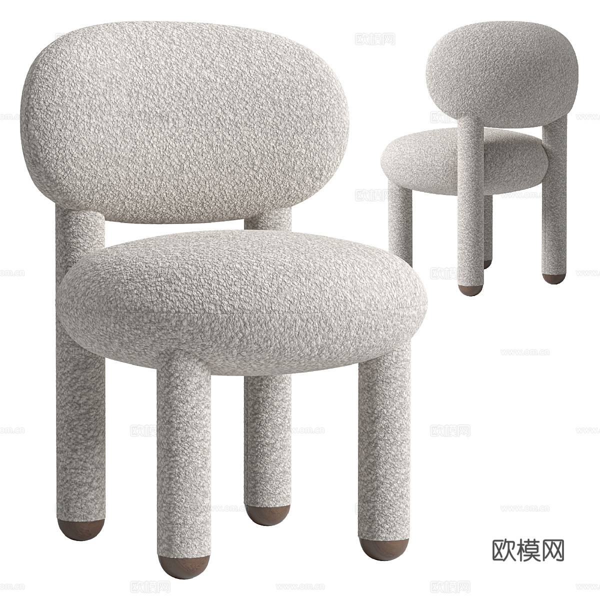 现代奶油风布艺儿童椅3d模型