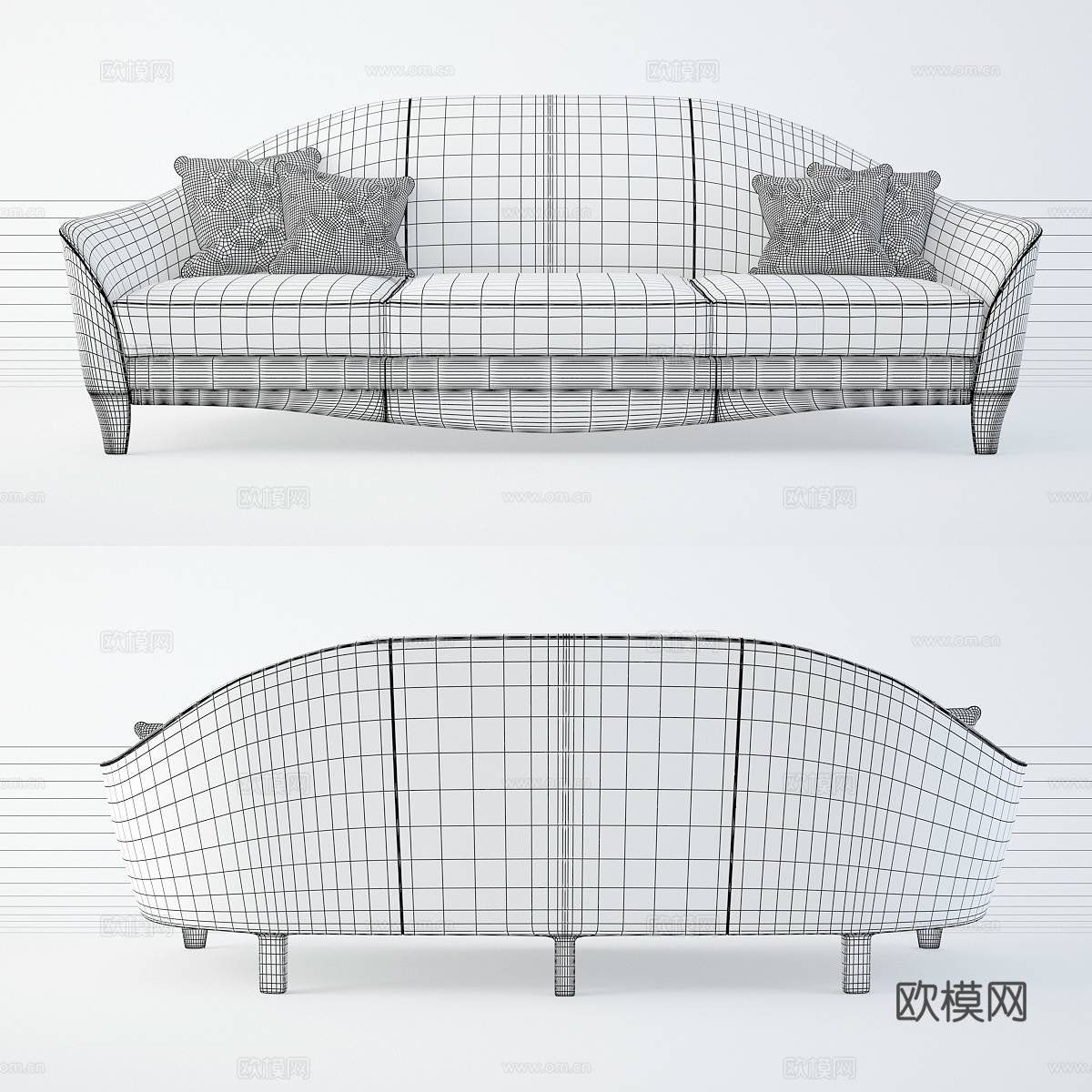 三人沙发 布艺沙发 现代沙发 北欧沙发 简约沙发 沙发3d模型