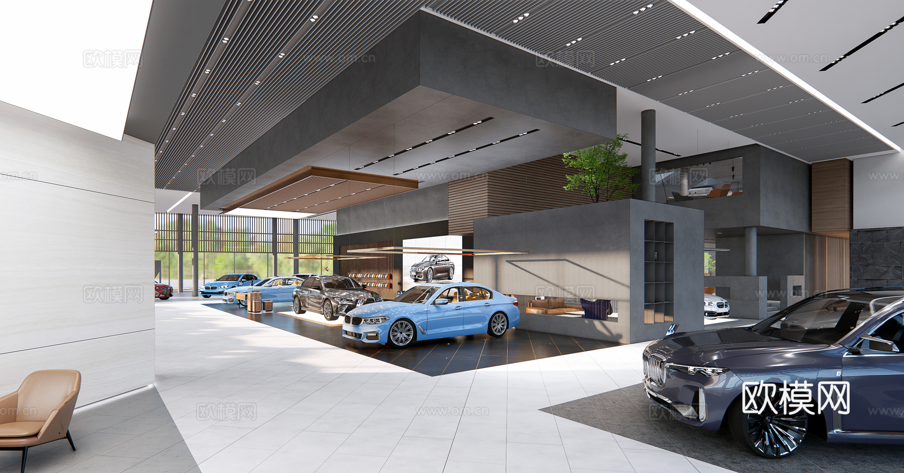 bmw宝马4s店全套效果图，车模型su模型
