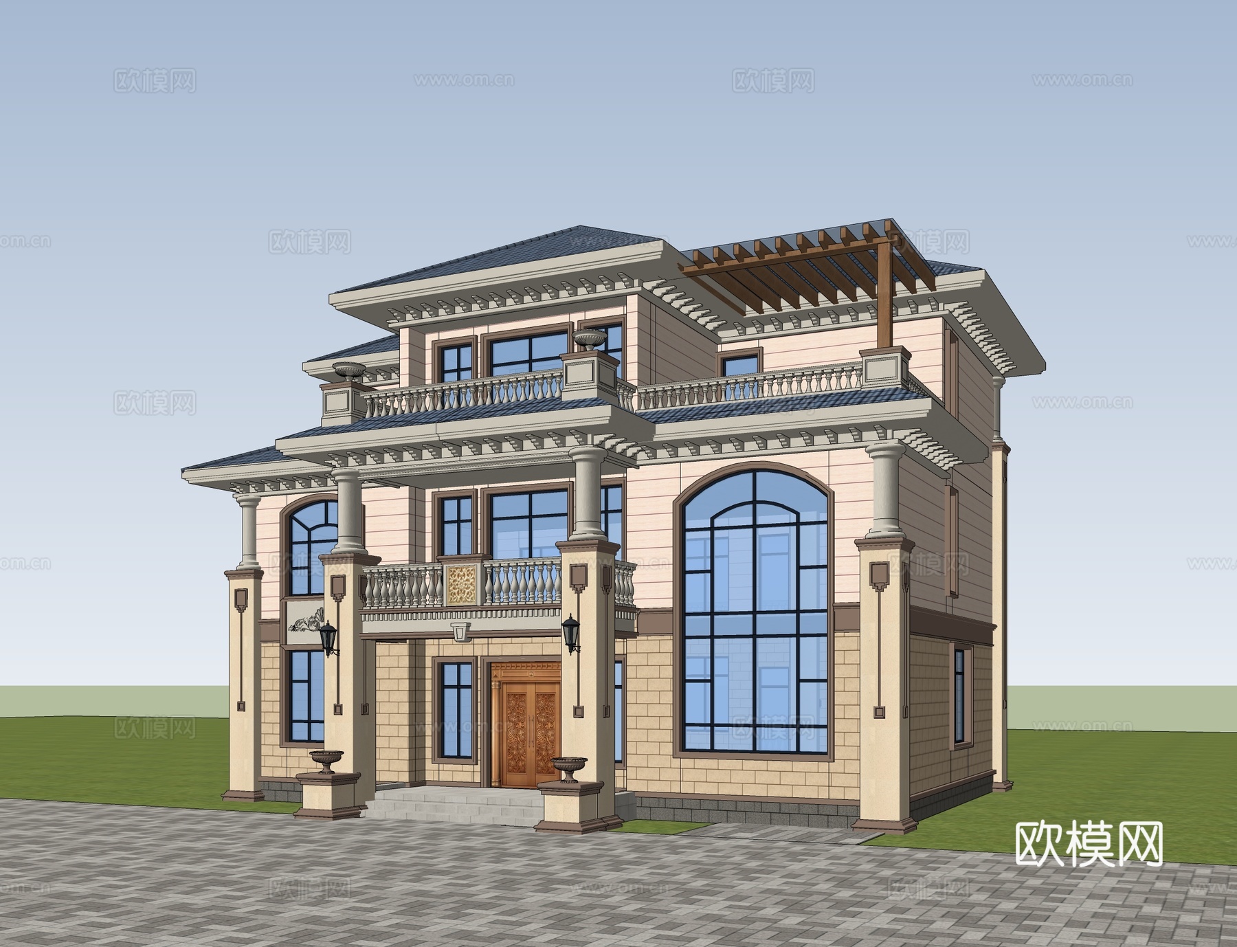 欧式独栋别墅  自建房su模型