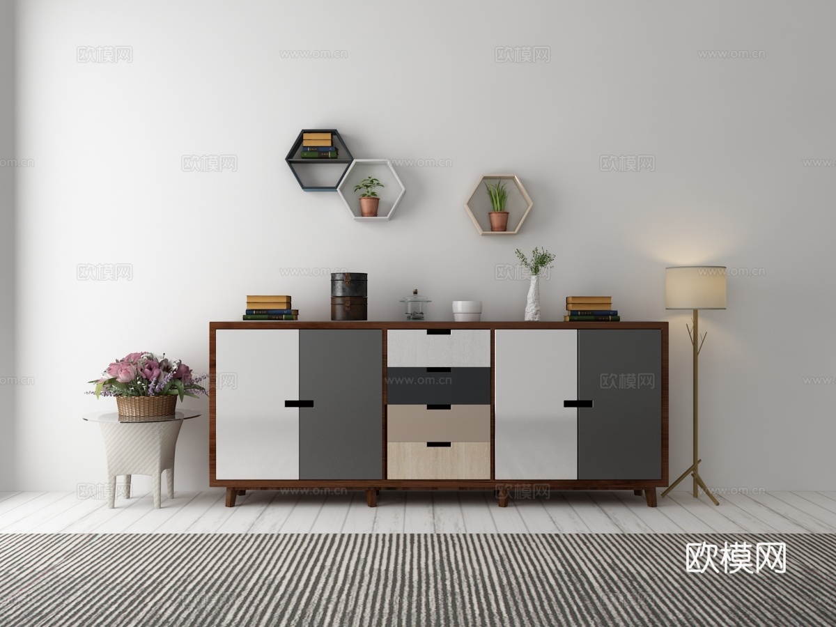 现代装饰柜摆件3d模型
