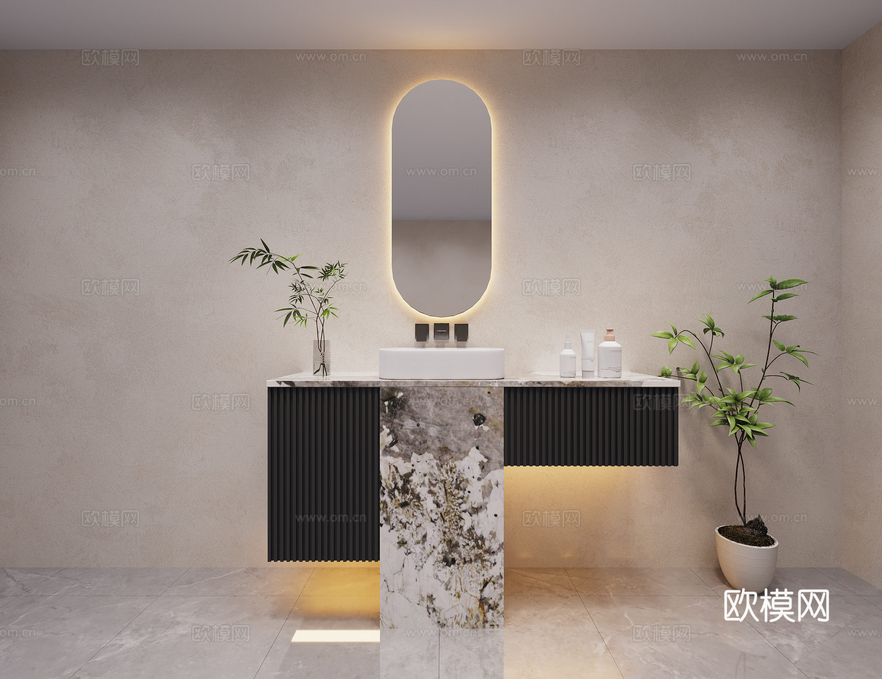 现代卫生间洗手台3d模型