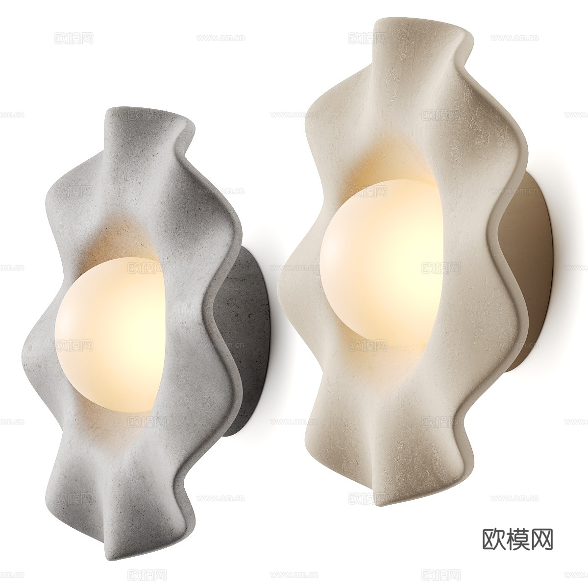 現(xiàn)代侘寂奶油風(fēng)珍珠壁燈3d模型下載（渲染圖2）