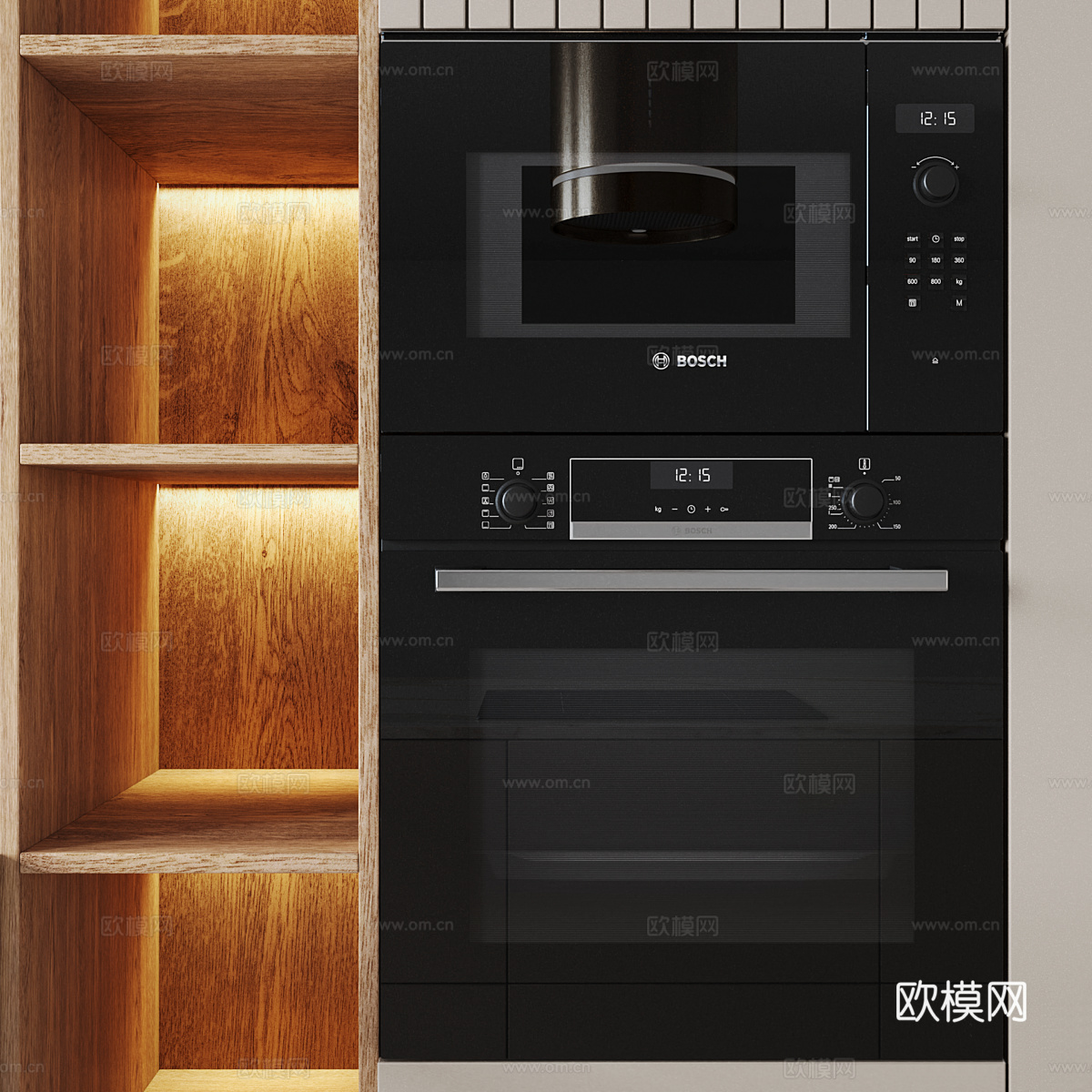 现代轻奢极简橱柜 岛台3d模型