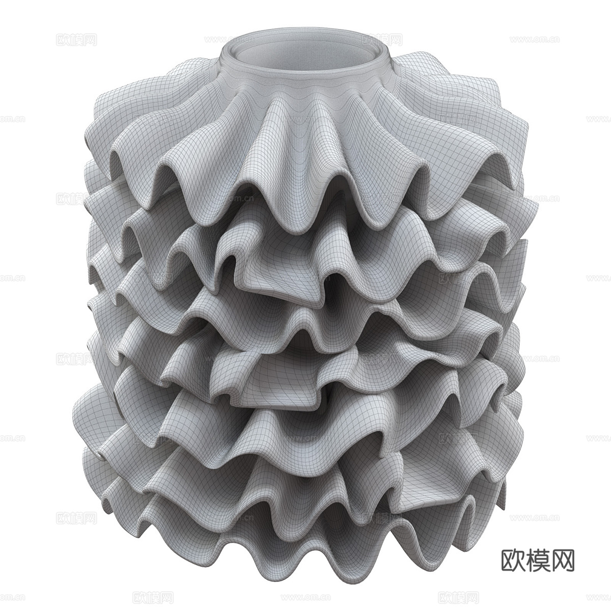 现代陶瓷丝带花瓶3d模型