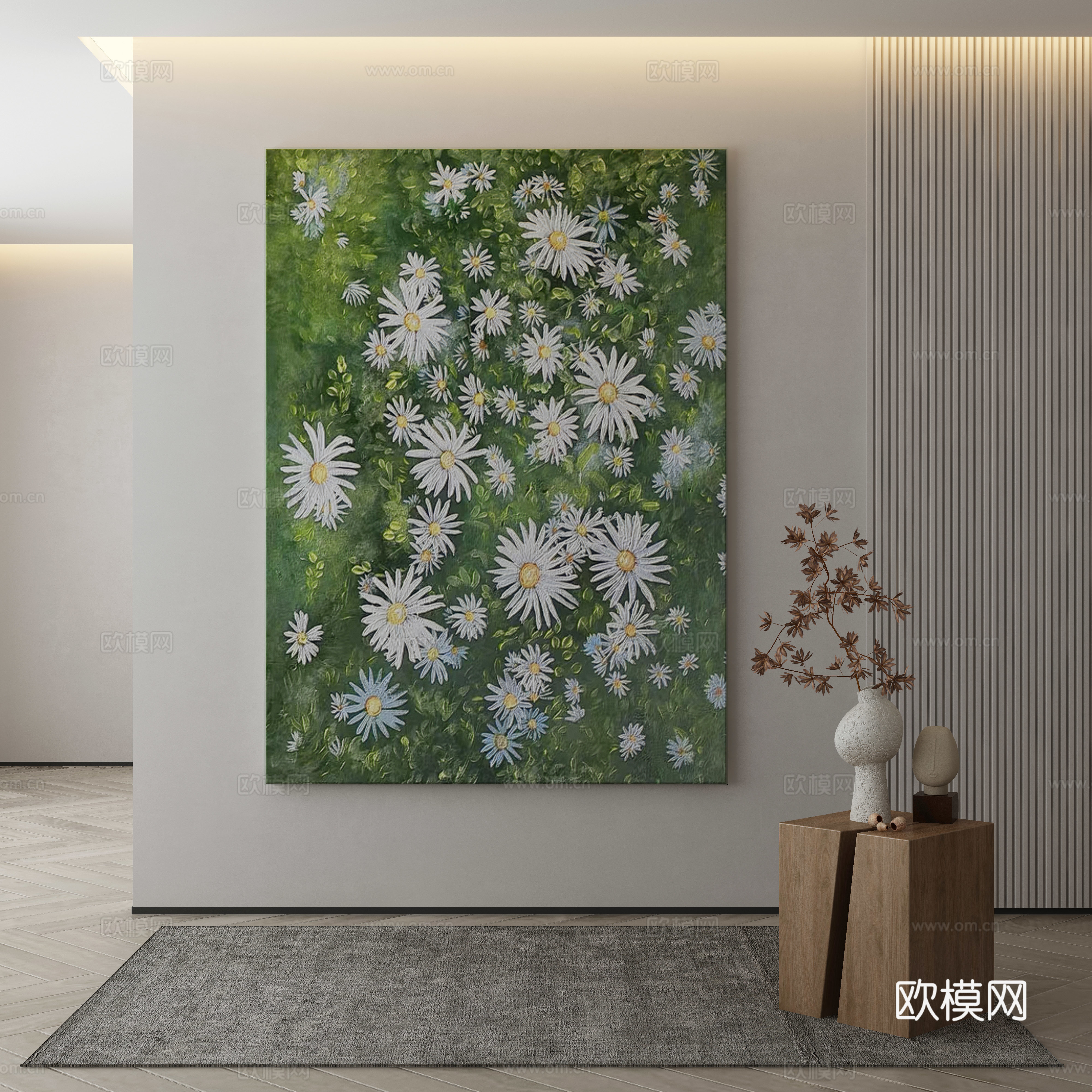 现代侘寂挂画 油画3d模型