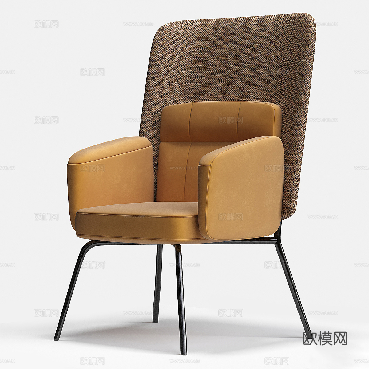 现代意式极简布艺椅子3d模型