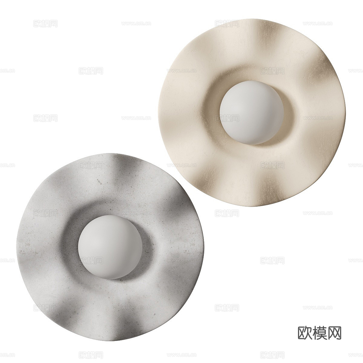 現(xiàn)代侘寂奶油風(fēng)珍珠壁燈3d模型下載（渲染圖1）