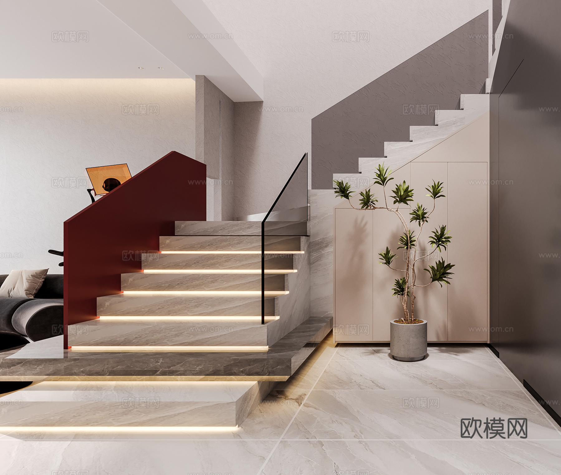 意式轻奢客餐厅3d模型