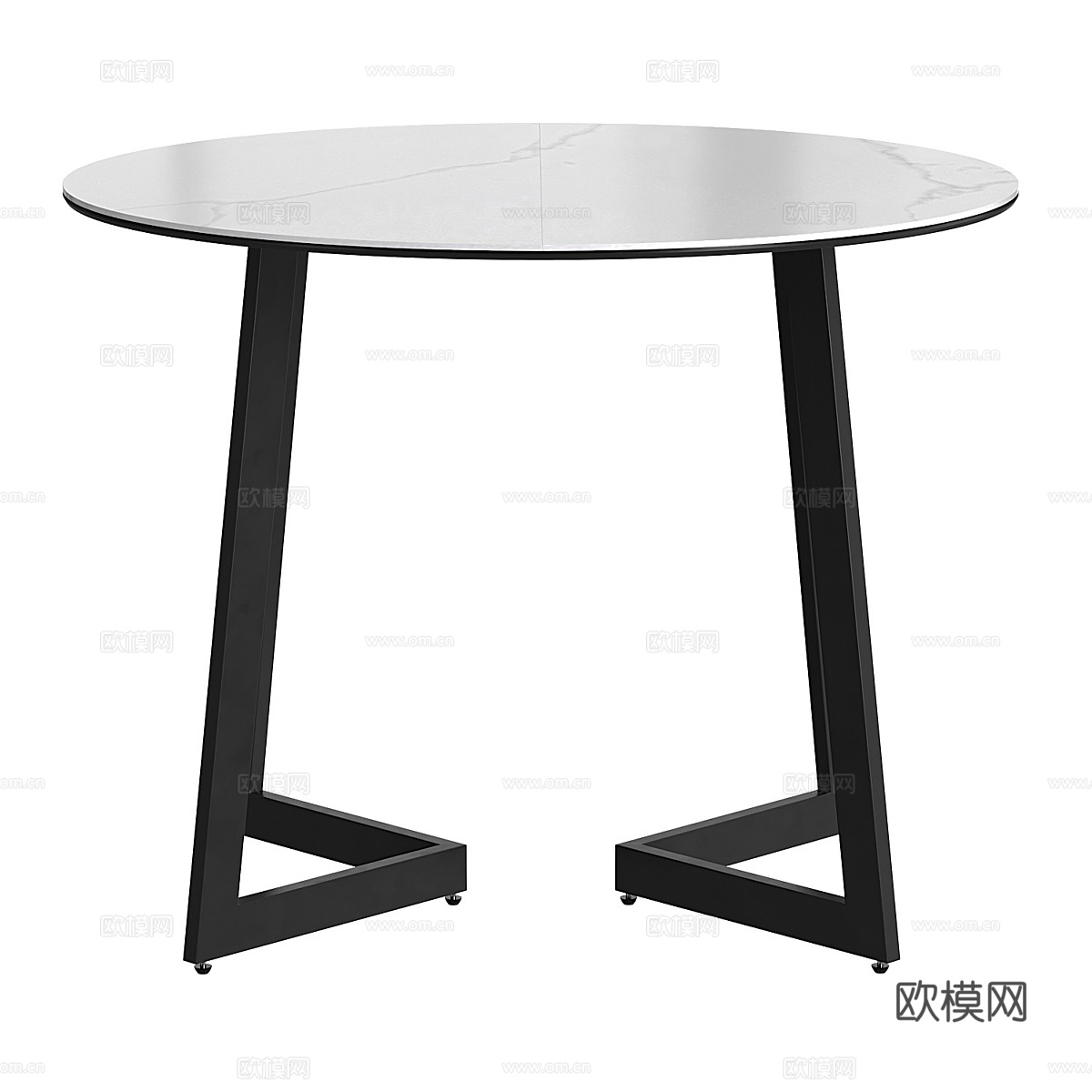 现代意式极简岩板圆餐桌3d模型