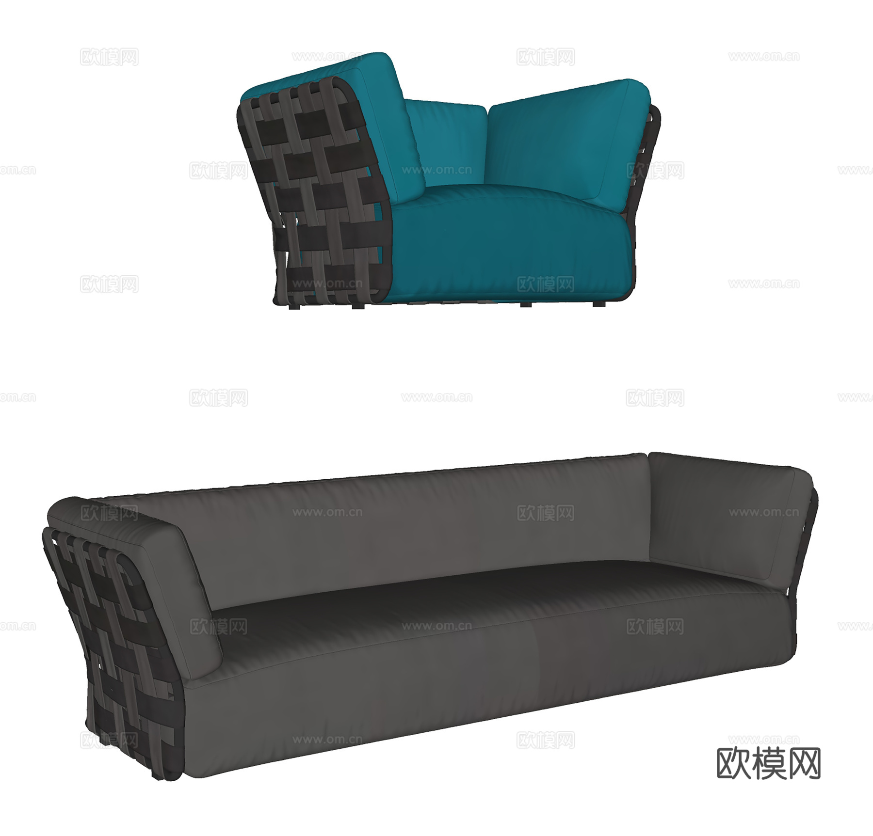 现代沙发   多人沙发  布艺沙发 沙发组合su模型