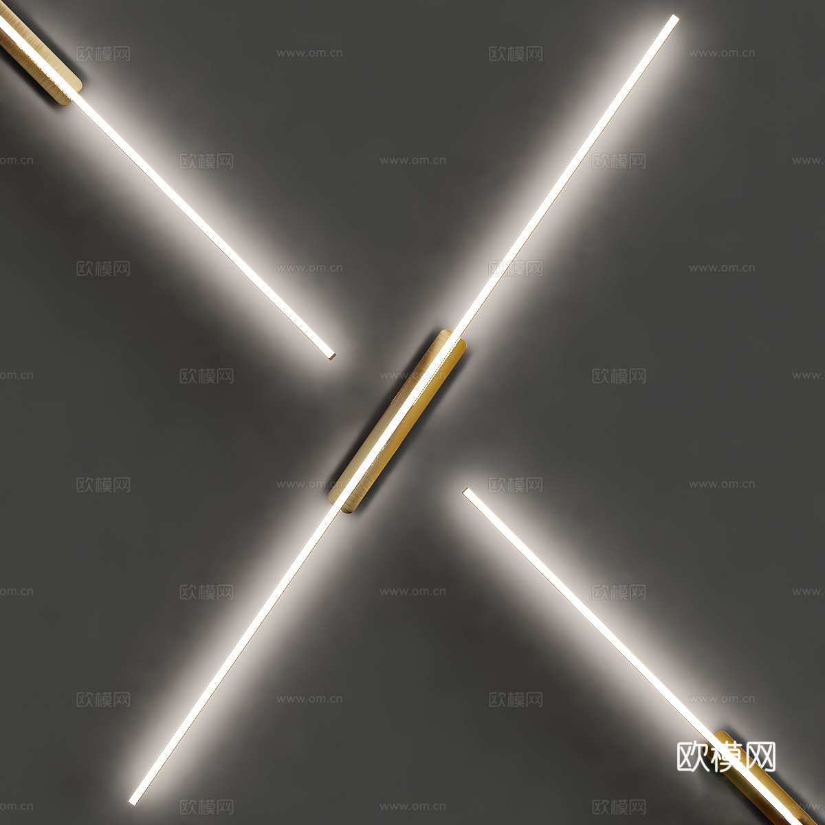 现代轻奢长条金属装饰壁灯3d模型
