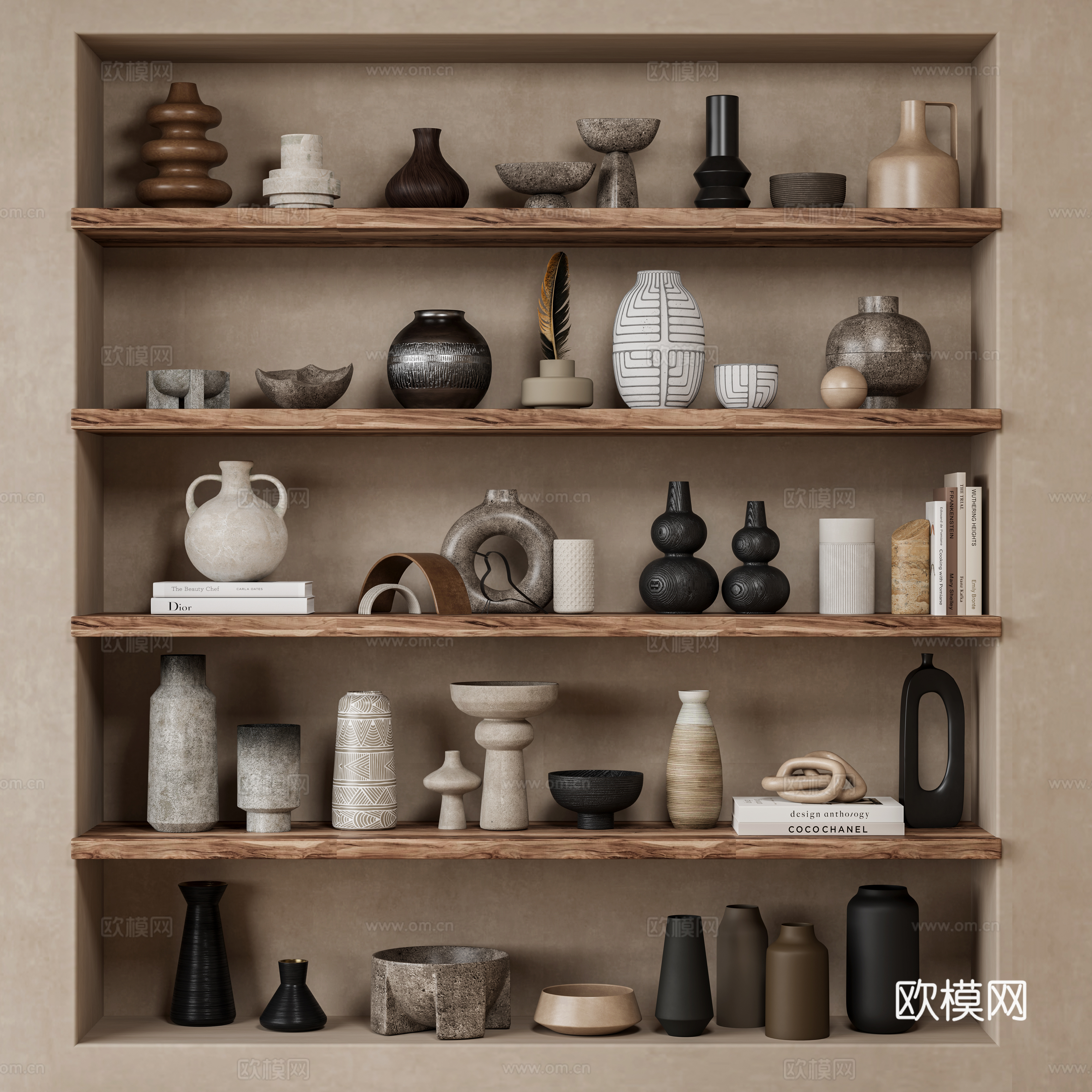 侘寂风陶瓷器皿 装饰摆件3d模型