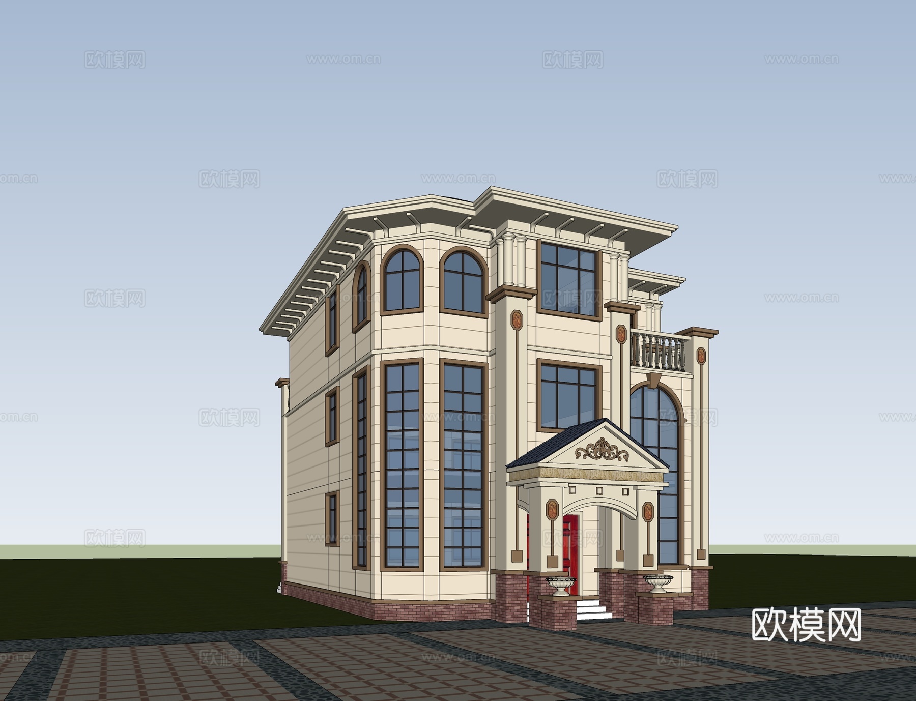 欧式独栋别墅  自建房su模型