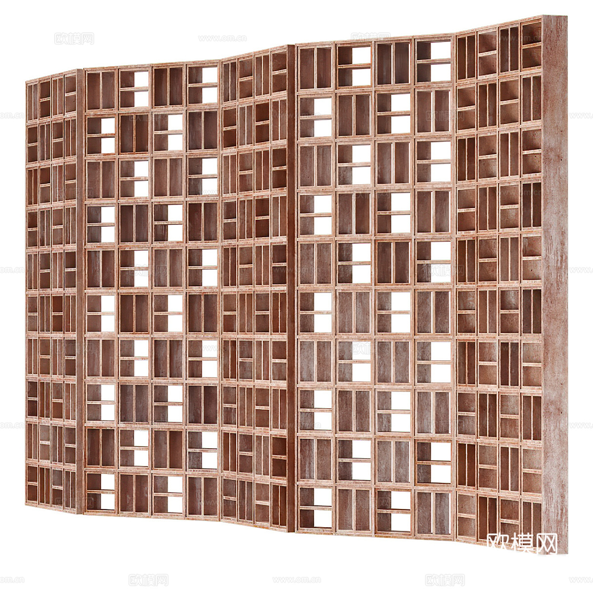 新中式侘寂岩石陶瓷折叠屏风3d模型