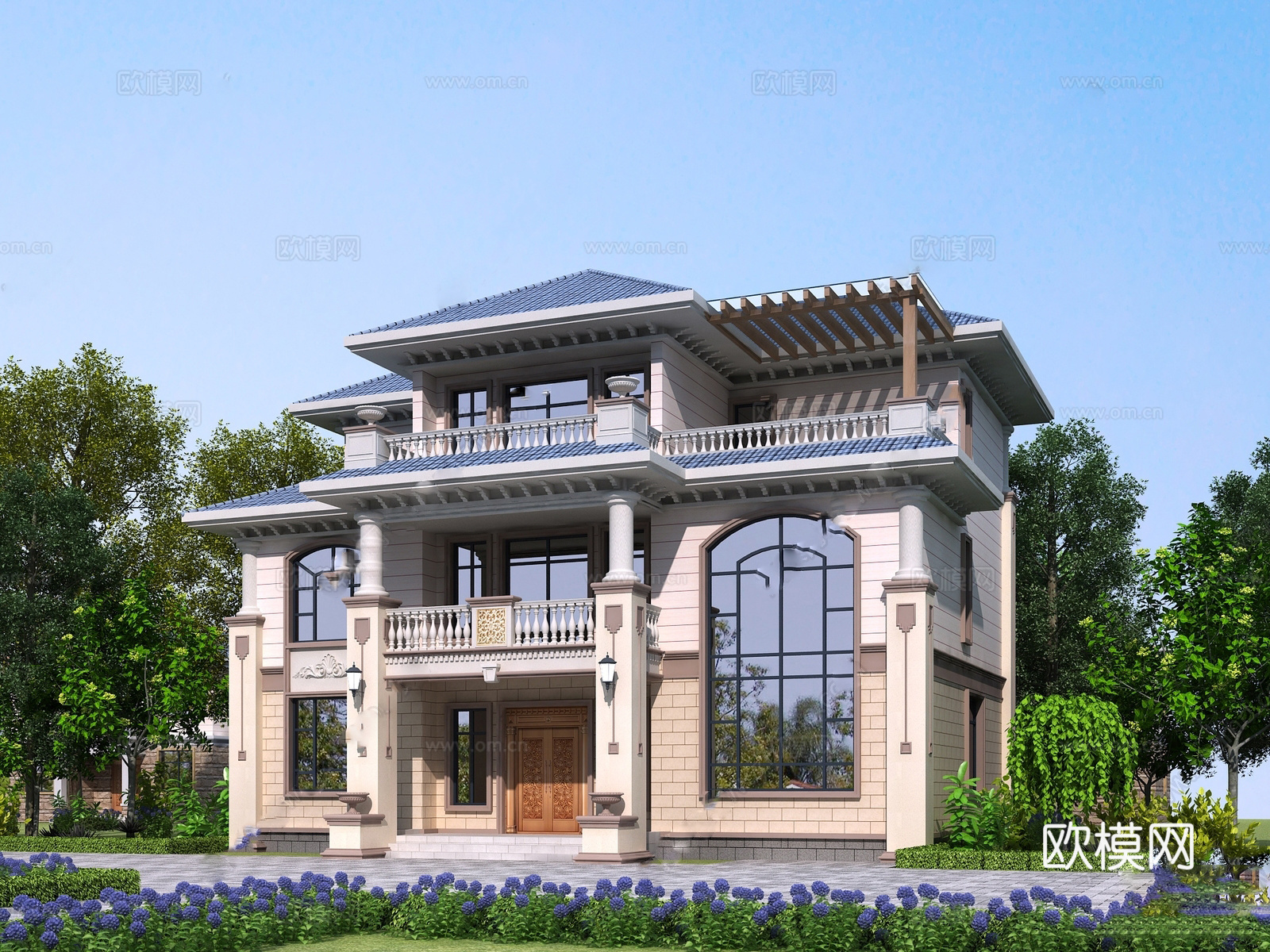 欧式独栋别墅  自建房su模型