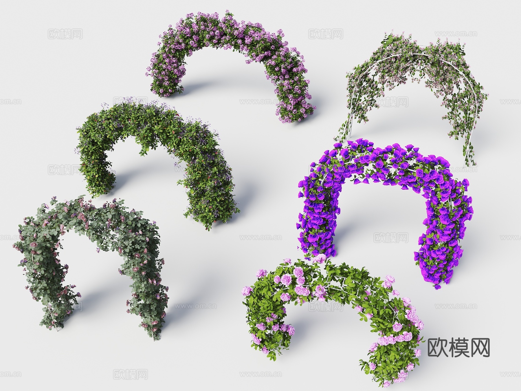 花拱门 现代美陈花拱门 植物拱门 花环门 婚庆美陈 绿植拱门su模型