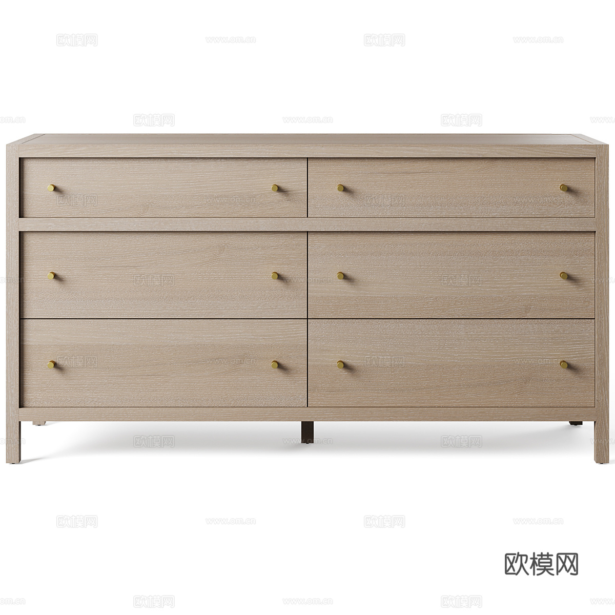 新中式实木斗柜 边柜 抽屉柜3d模型下载（渲染图2）