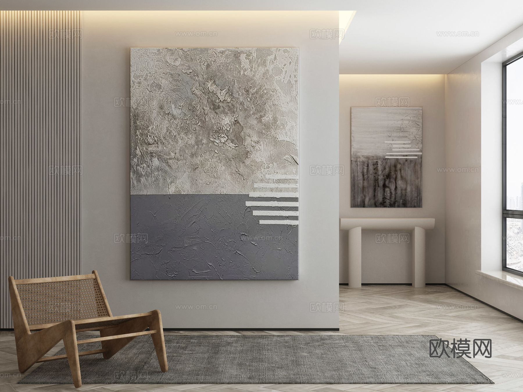 现代侘寂挂画 油画3d模型