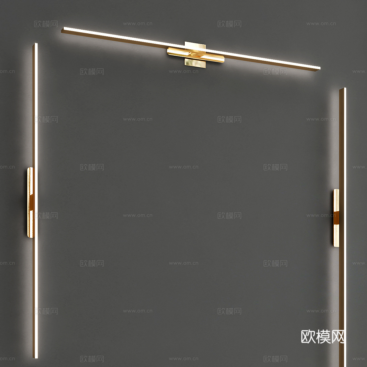 现代轻奢长条金属装饰壁灯3d模型