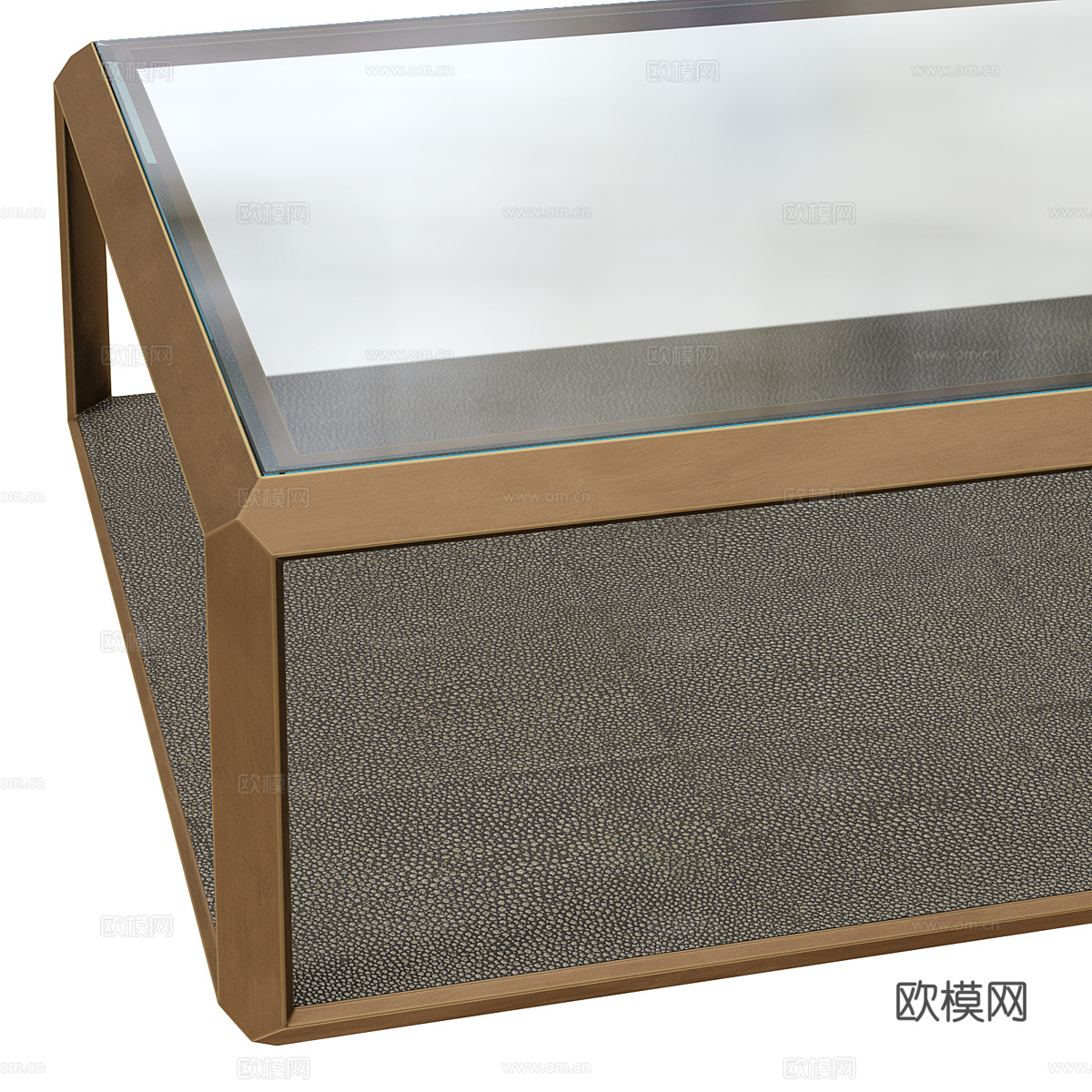 现代意式轻奢金属玻璃茶几组合3d模型