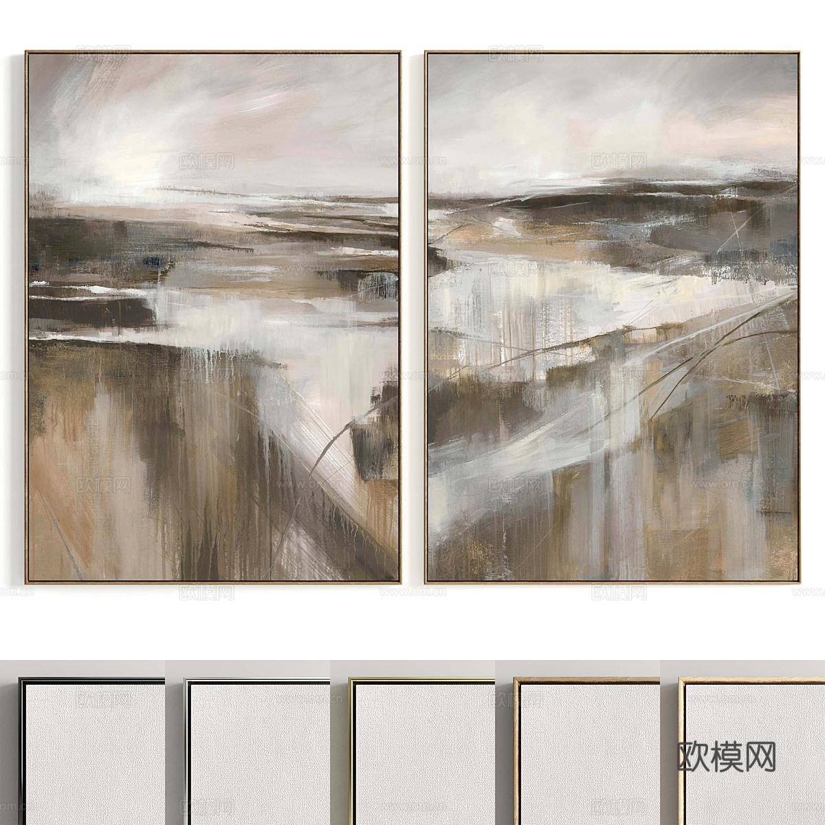 现代意式装饰挂画3d模型