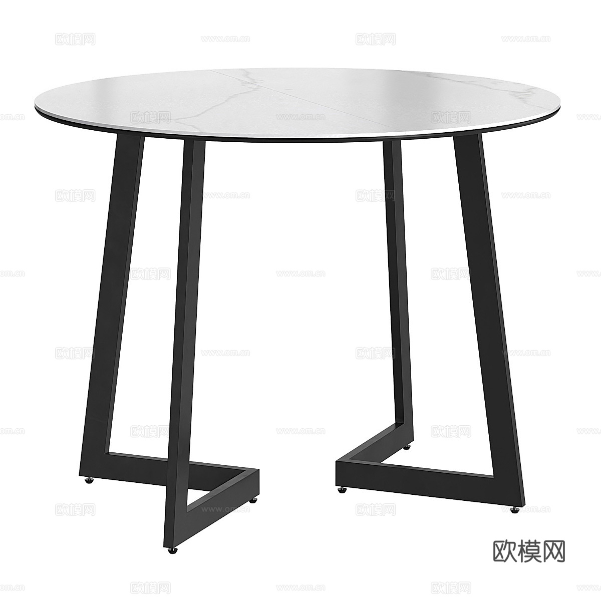 现代意式极简岩板圆餐桌3d模型