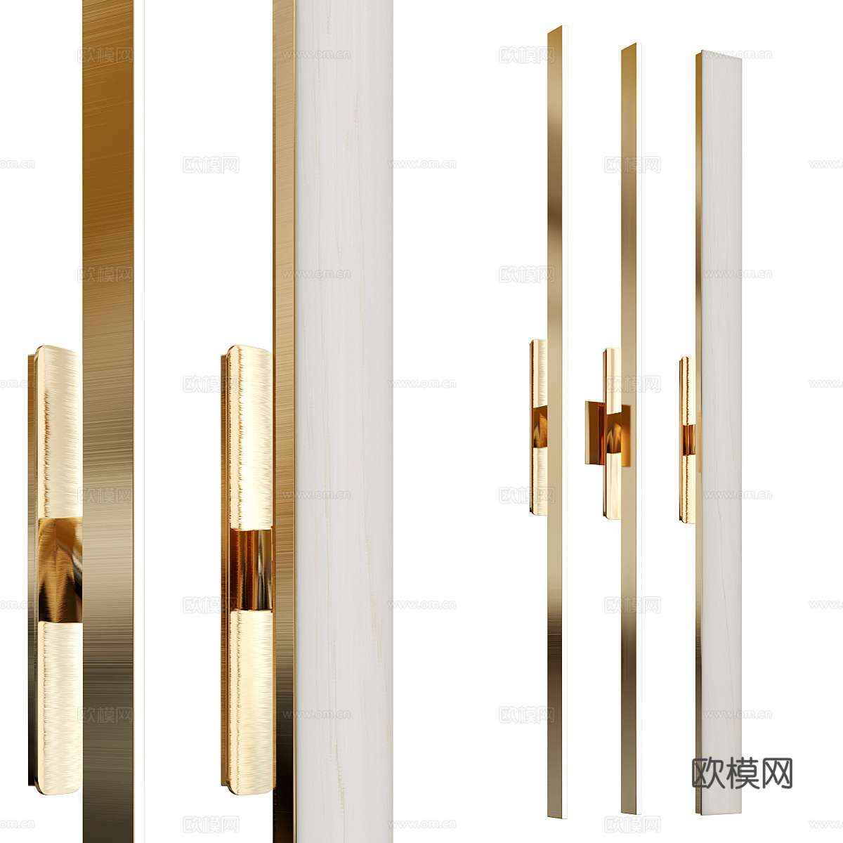 现代轻奢长条金属装饰壁灯3d模型