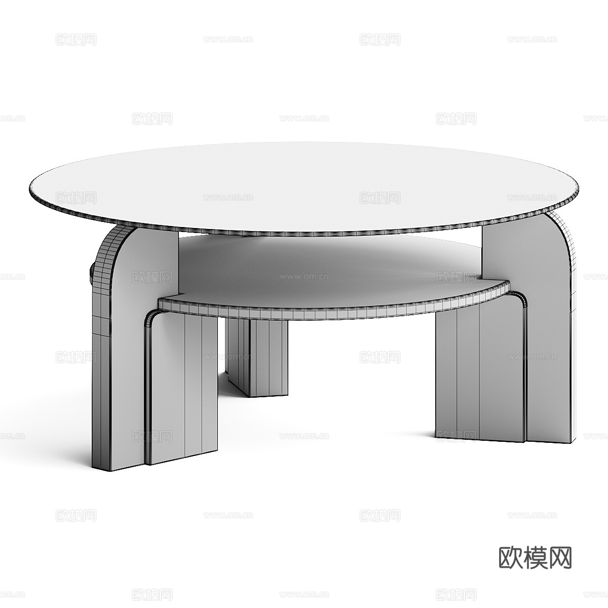 现代意式极简大理石玻璃圆茶几3d模型