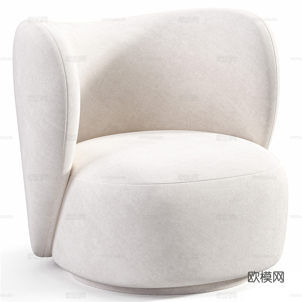 现代奶油风布艺扶手椅3d模型