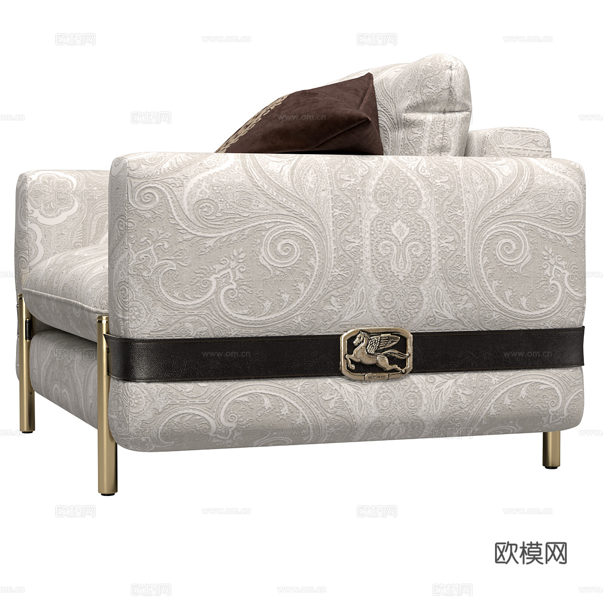 现代意式轻奢布艺扶手椅3d模型