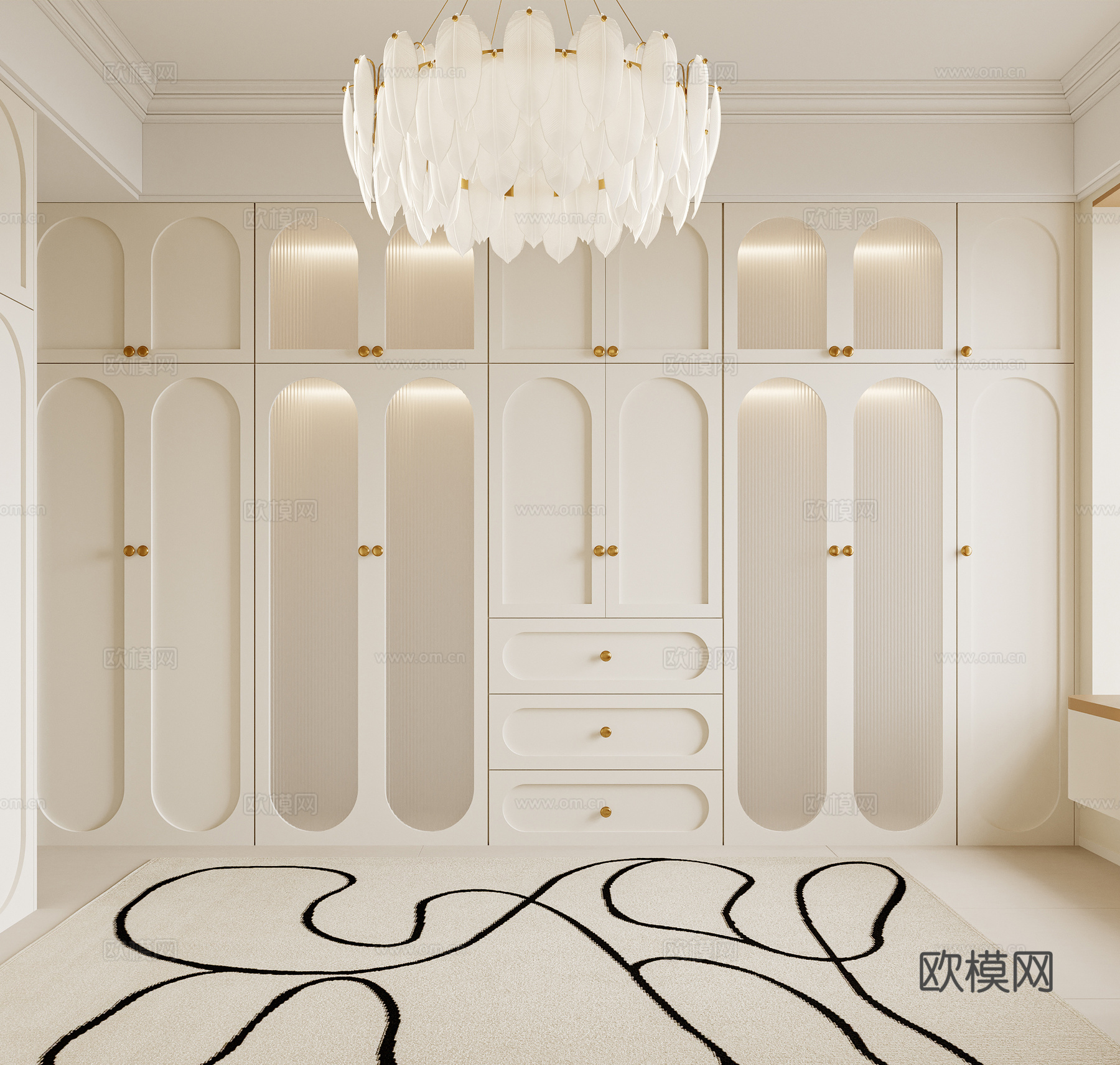 法式奶油风卧室3d模型