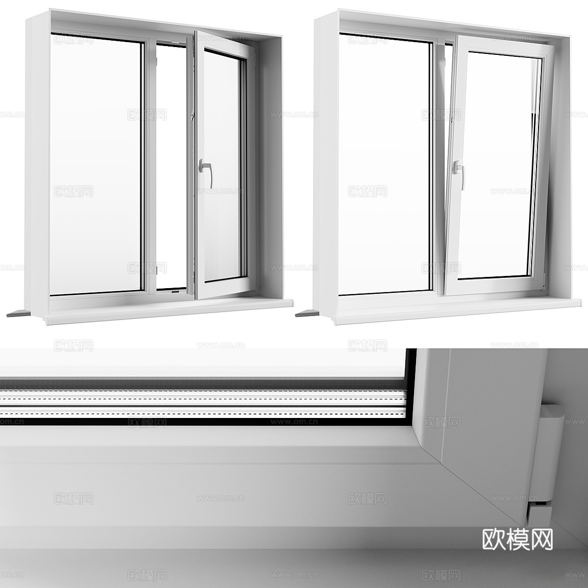 现代塑钢窗 百叶窗3d模型