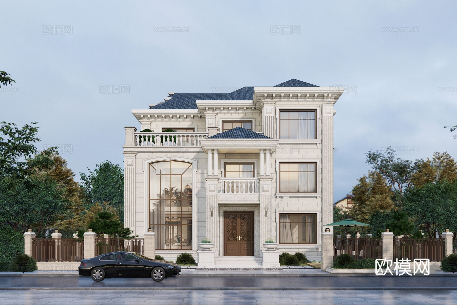 欧式独栋别墅  自建房su模型