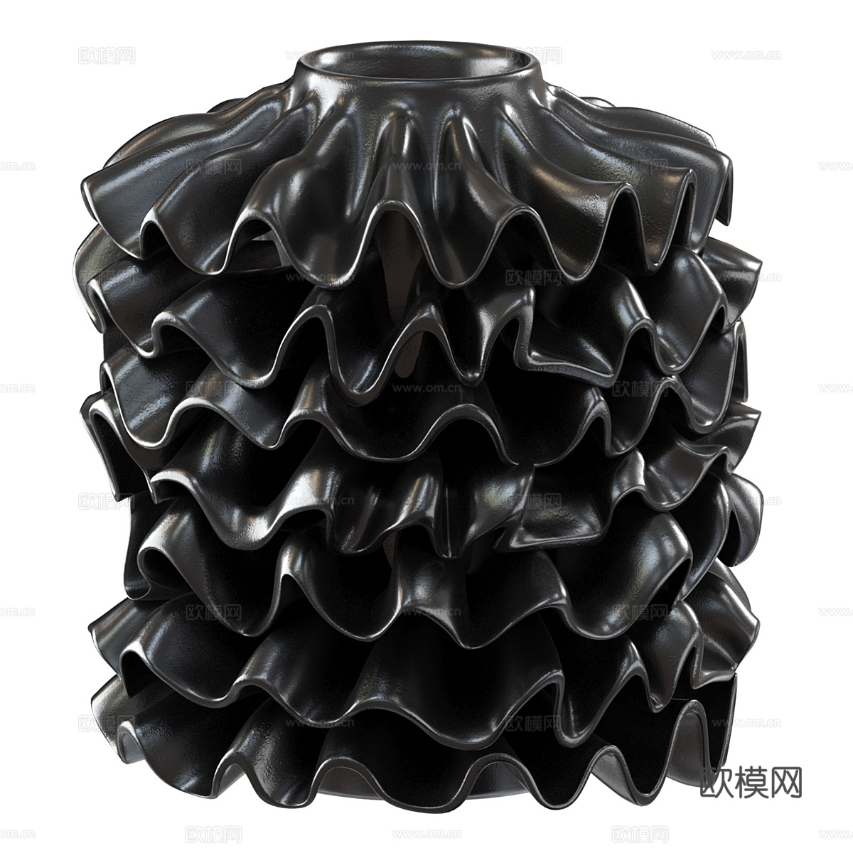 现代陶瓷丝带花瓶3d模型