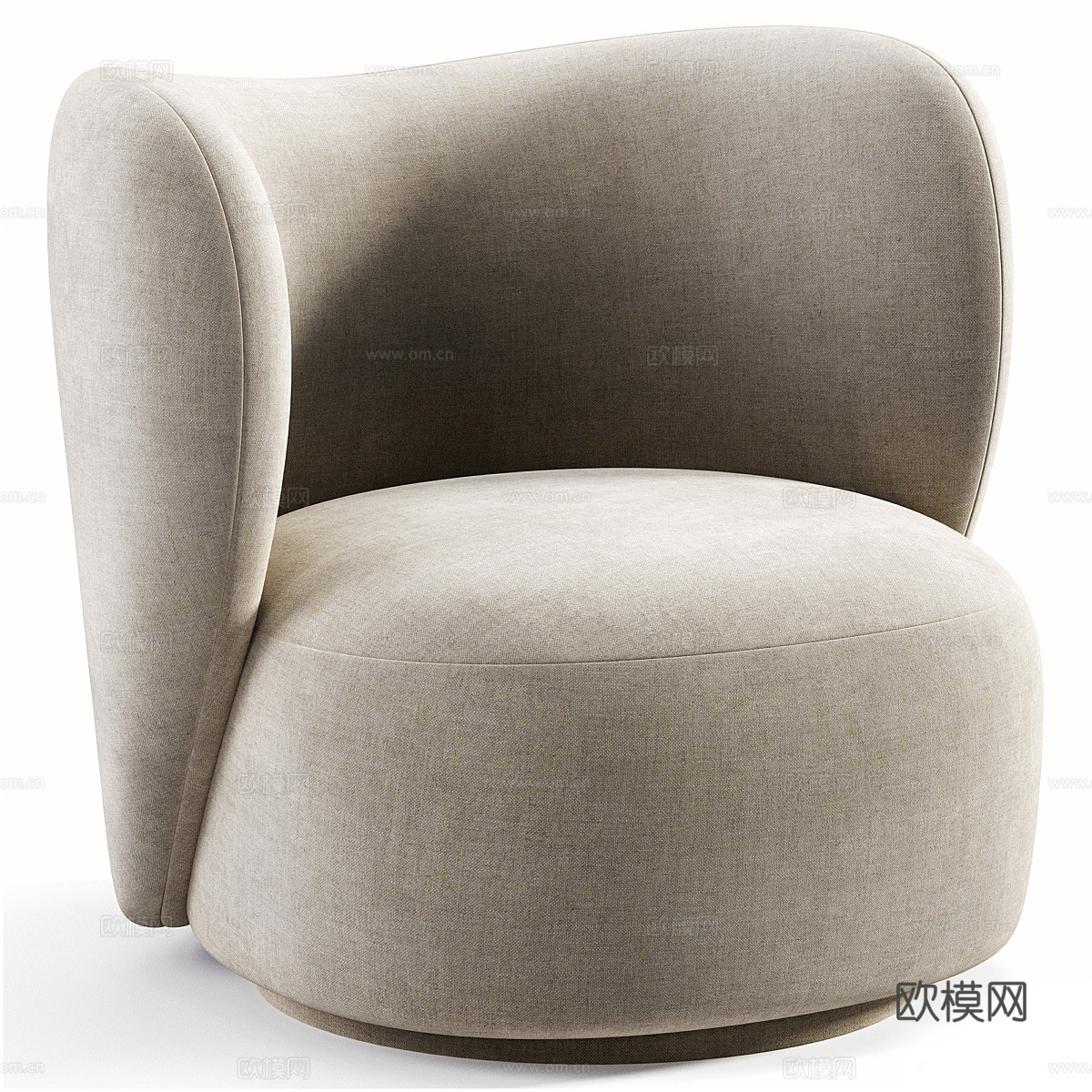 现代奶油风布艺扶手椅3d模型