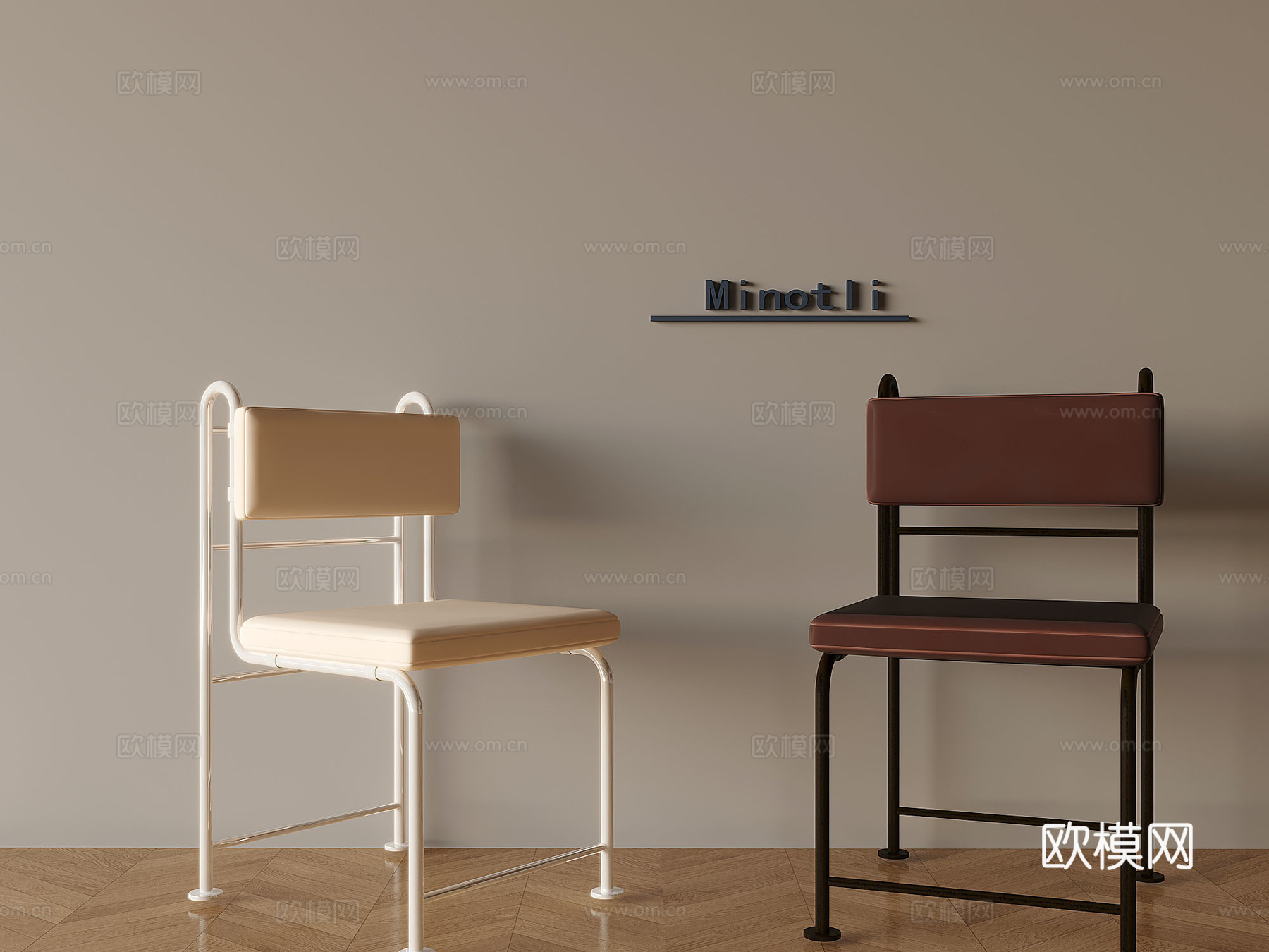 意式餐椅单椅 休闲靠背椅3d模型